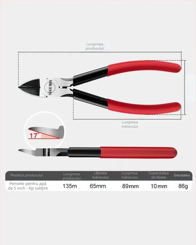 Clește diagonale pentru electricieni - oțel crom-vanadiu, clasă industrială, greutate 0,13 kg