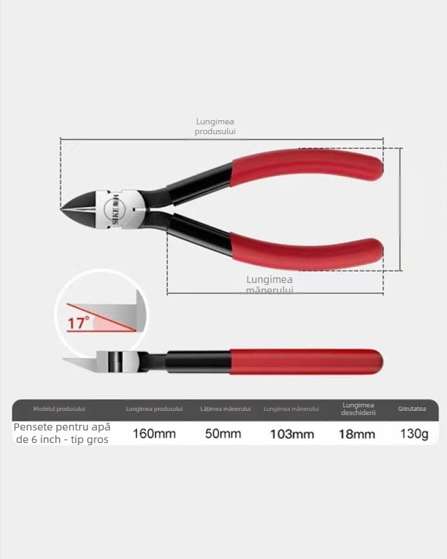 Clește diagonale pentru electricieni - oțel crom-vanadiu, clasă industrială, greutate 0,13 kg