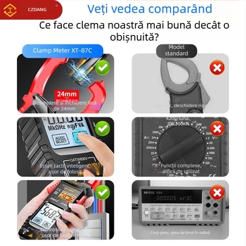 Ampermetru cu clemă, ecran tactil inteligent, precizie înaltă, afișaj iluminat, pentru electricieni și întreținere la domiciliu, protejat împotriva arderii, multimetr