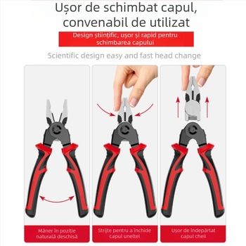 ZHCY Set de clești: clești cu încuietoare, clești cu nas lung, diagonali și dezizolator de cabluri — antiderapant, oțel filet, greutate 1,2
