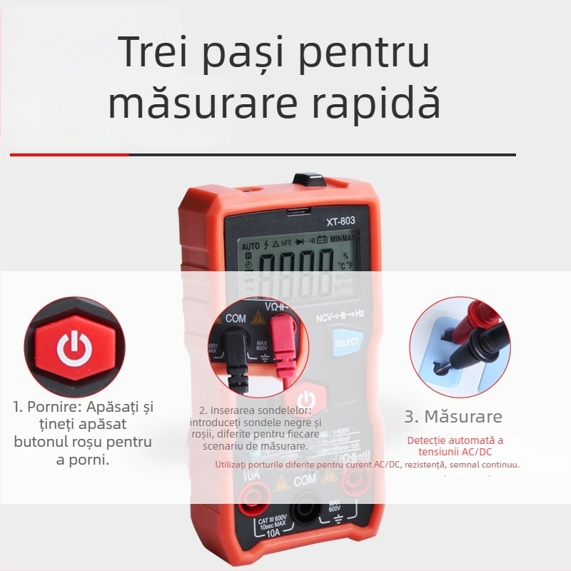 Multimetru digital cu gamă automată, măsurător de capacitate de înaltă precizie, compact