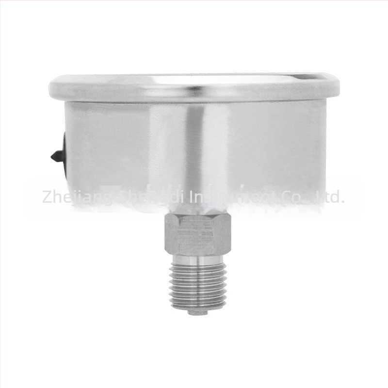 Manometru de presiune din oțel inoxidabil, tip panou, antișoc, model YN60ZBF, conexiune filetată, precizie 2.5, interval temperatură ambientală -40°C până la 200°C