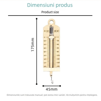 Dinamometru cu arc – Jucărie educațională din lemn pentru 7–14 ani, cu pungă, logo OEM