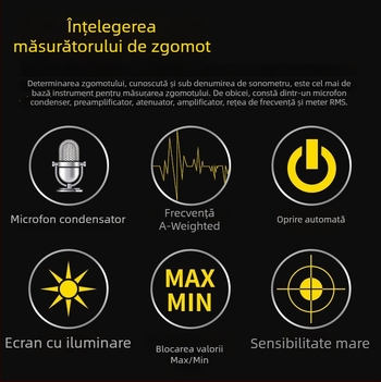 AS804 măsurător zgomot digital, portabil, interval 30-130 dBA, precizie 1.5 dB, rezoluție 0.1 dB