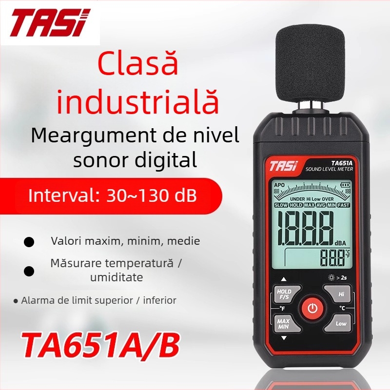 Tesas TA651A/B sonometru digital industrial cu alarmă de limită superioară/inferioară și senzor de înaltă precizie