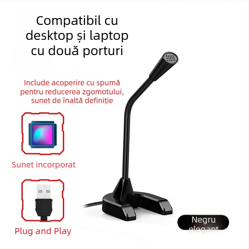 Amoi G8 Microfon USB condensator pentru computer, streaming live și karaoke – 20Hz-20kHz, SNR ≥95dB, Plug-and-Play, Alimentare USB 5V