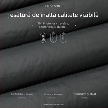 Jachetă de puf pentru bărbați – ușoară, cu puf alb (86–90%), 550 Fill Power, exterior Nylon/Polyamide 100%, căptușeală poliester 100%, croială subțire