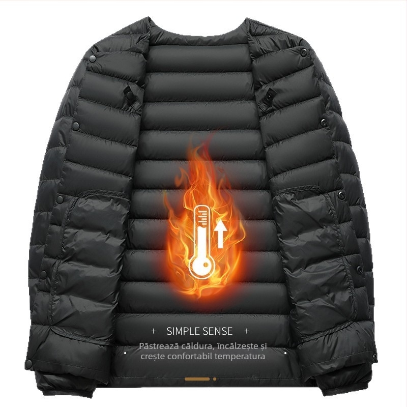 Jachetă de puf pentru bărbați – ușoară, cu puf alb (86–90%), 550 Fill Power, exterior Nylon/Polyamide 100%, căptușeală poliester 100%, croială subțire