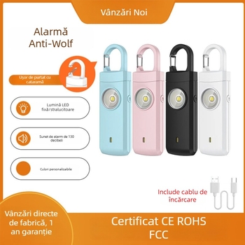 MEINOE Alarmă personală reîncărcabilă pentru protecția împotriva lupilor, MSA-821, 130 dB, LED, 3.7 V