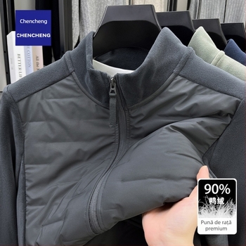 Geacă din puf pentru bărbați, iarnă, guler înalt, fermoar, gros, umplere 35 g puf, conținut puf 91–95%