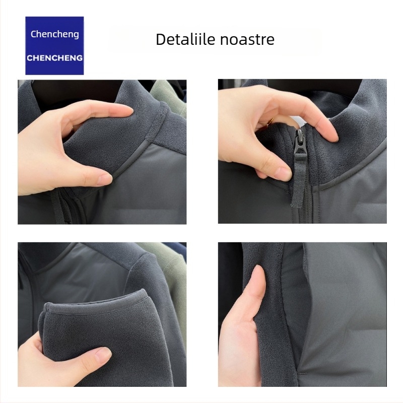 Geacă din puf pentru bărbați, iarnă, guler înalt, fermoar, gros, umplere 35 g puf, conținut puf 91–95%