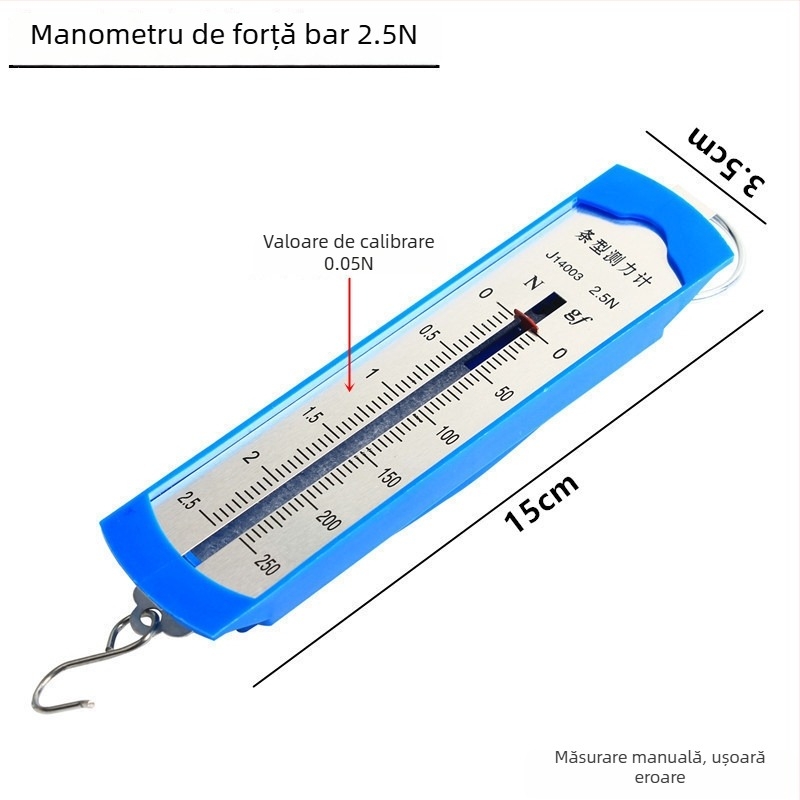 Dinamometru cu arc de 5N cu cârlig metalic – instrument educațional de mecanică pentru învățământul primar și gimnazial