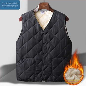 Vesta bărbați din bumbac, groasă, fără glugă, umplutură din bumbac, căptușeală poliester, Iarna 2024