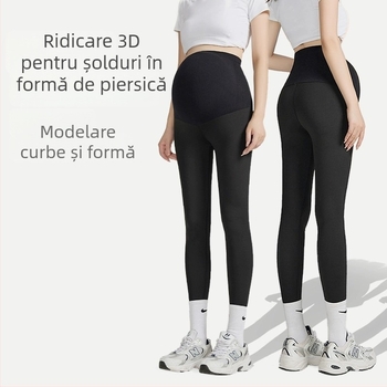 Colanți de maternitate cu suport pentru abdomen, lungime cropped, material din nylon subțire, stil casual, pentru primăvară și toamnă