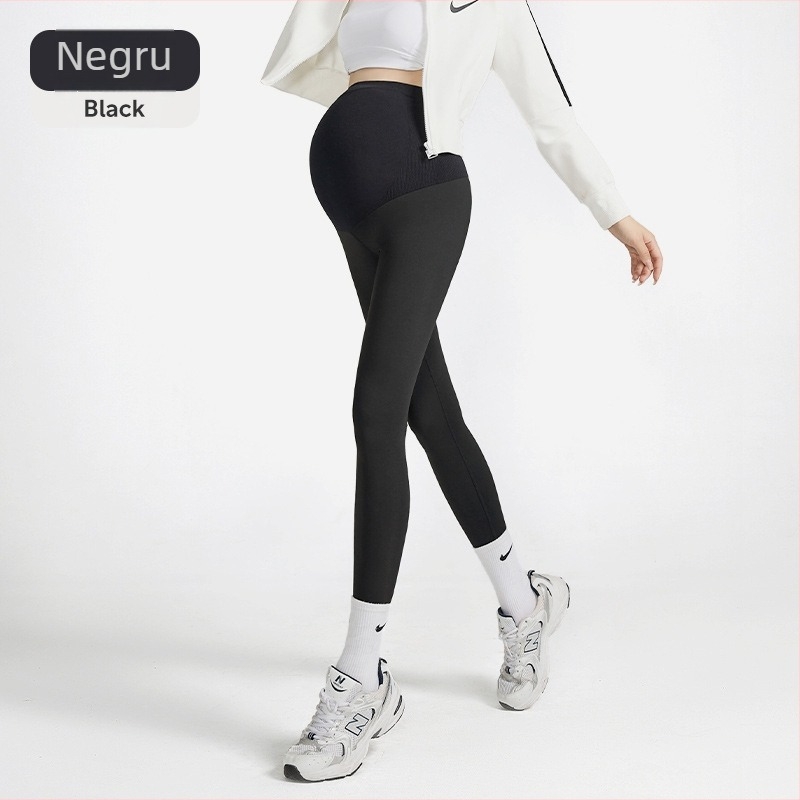 Colanți de maternitate cu suport pentru abdomen, lungime cropped, material din nylon subțire, stil casual, pentru primăvară și toamnă