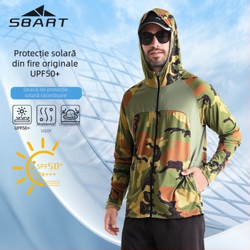 Jachetă de exterior pentru pescuit, model camuflat, protecție UV UPF50, uscare rapidă, respirabilă