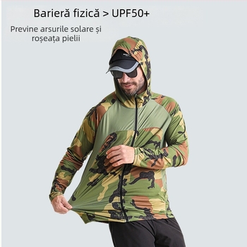 Jachetă de exterior pentru pescuit, model camuflat, protecție UV UPF50, uscare rapidă, respirabilă