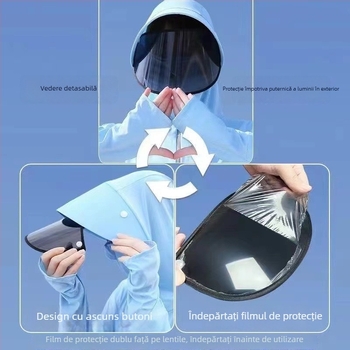 Jachetă lungă cu glugă pentru exterior, din Nylon, protecție UV UPF50+, uscare rapidă și respirabilă