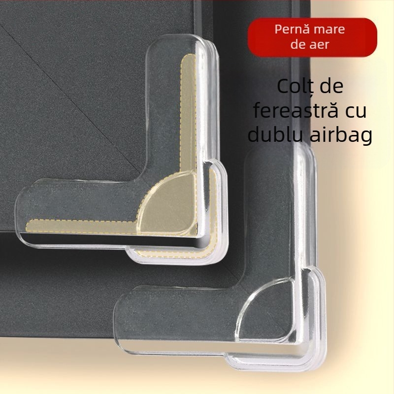Protector de colț anti-coliziune pentru ferestre cu deschidere spre interior, cadru din aluminiu Broken-Bridge, unghi drept, pernă moale de protecție, 1 buc