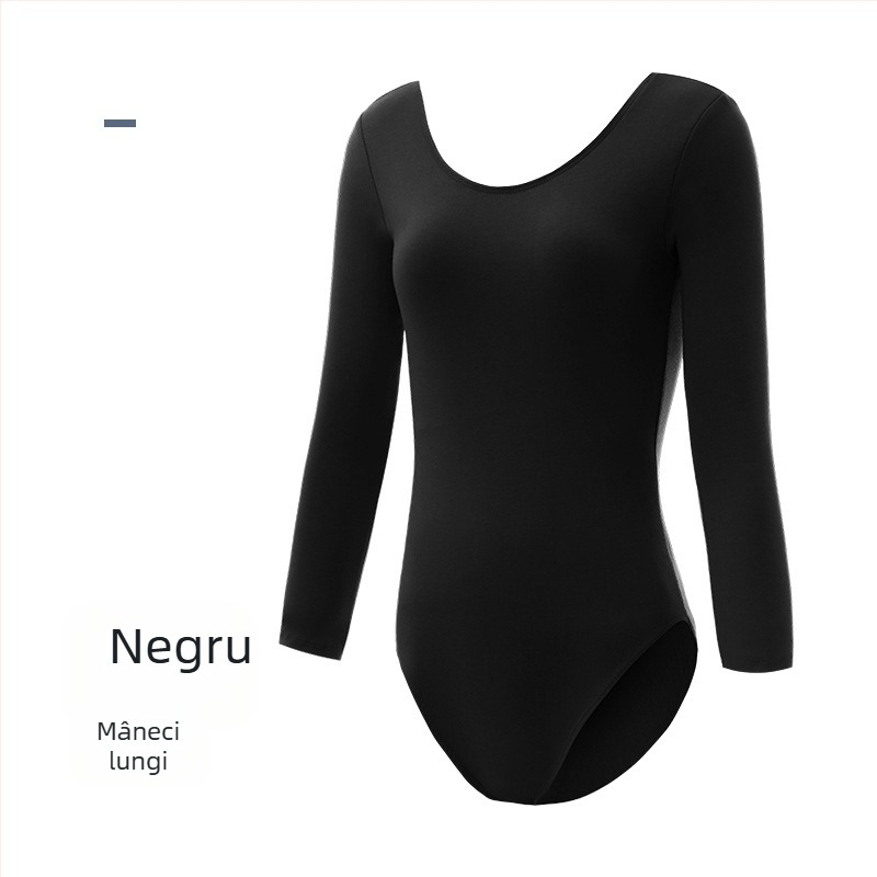 Salopetă de dans pentru adulți, cu mânecă lungă, culoare solidă, bumbac 92% cu căptușeală de bumbac, potrivit pentru dans național și reprezentații