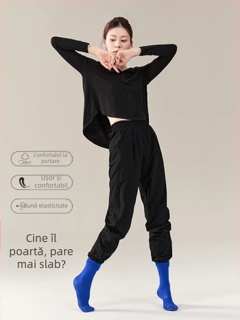 Pantaloni de dans pentru dans modern, îmbrăcăminte sport, țesătură din poliester 100% cu căptușeală poliester, potriviți pentru reprezentații pe scenă, dramă și dans latino