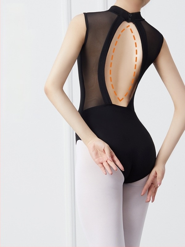 Body balet pentru femei adulte, fără mâneci, spate decupat, din bumbac 90%, toate sezoanele, pentru balet, dans modern și reprezentații pe scenă