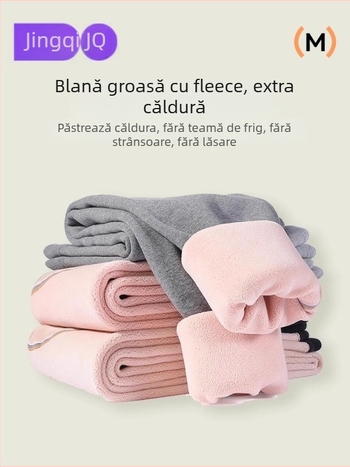 Pantaloni de maternitate cu căptușeală fleece din amestec de lână, calzi, lungi, grosime medie, talie înaltă