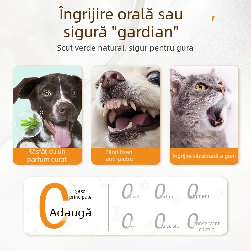Spray de igienă orală pentru animale de companie – pentru pisici și câini, antibacterian și antiinflamator, respirație proaspătă, elimină tartrul și petele, îngrijire gingivală