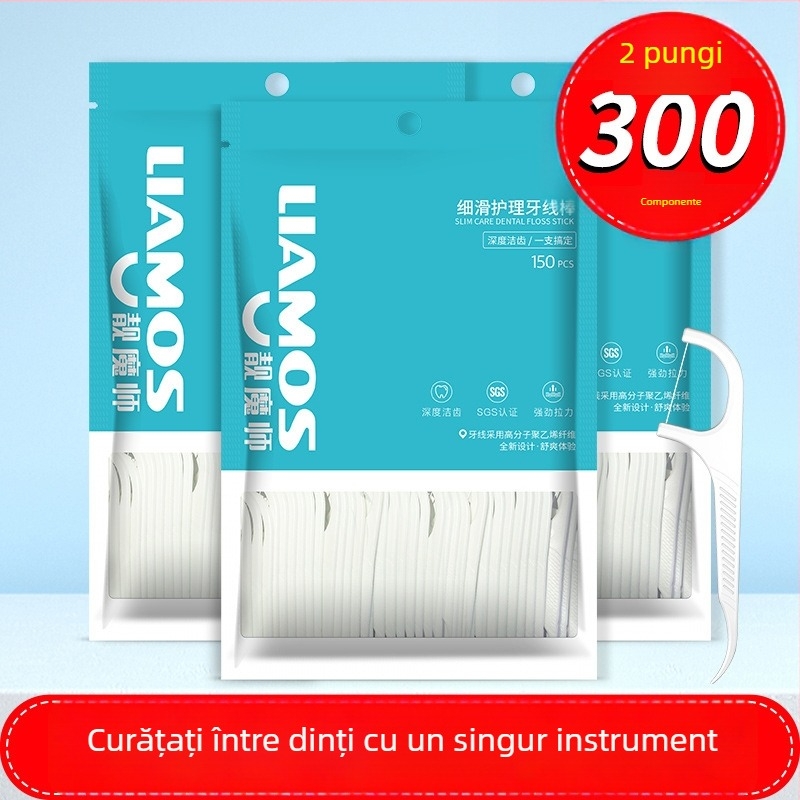 Dental floss pick – Pretty Magician, de unică folosință, mâner PS, sârmă din polietilenă cu masă moleculară înaltă, 100–200 buc./ambalaj, 150 ambalaje/cutie