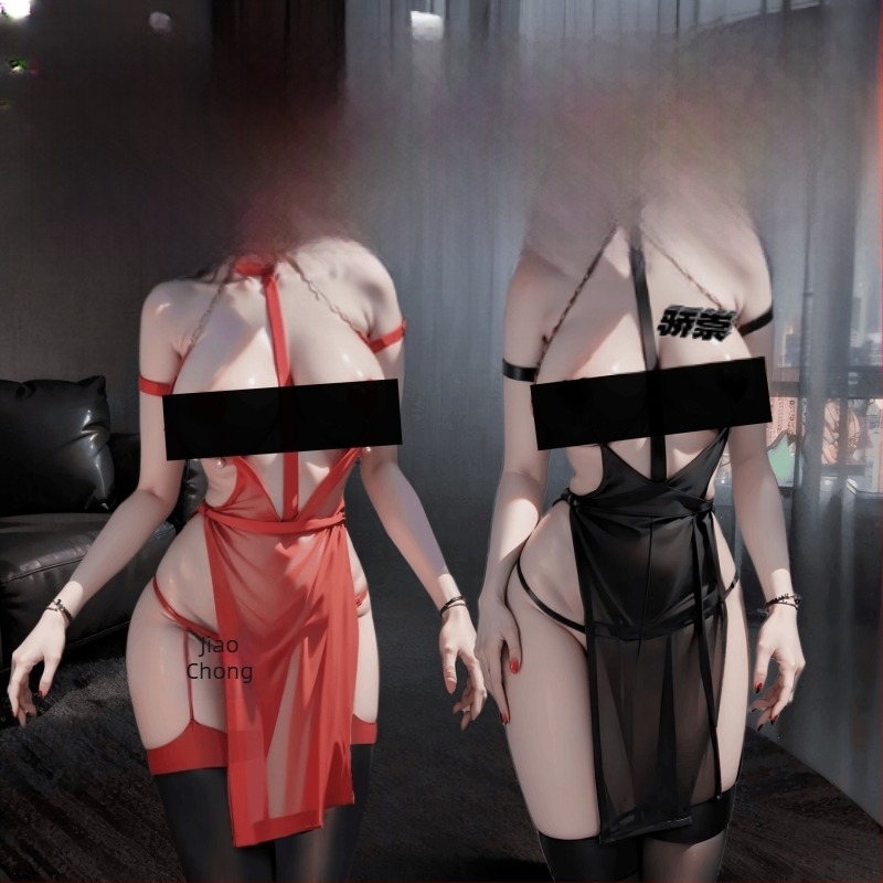 Set de lenjerie BDSM cu plasă, material poliester, conținut poliester 70–80%, stil uniform, pentru femei