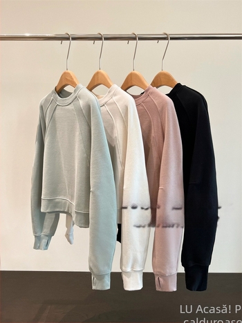 Pulover damă din fleece cu căptușeală, gros, guler rotund, mâneci lungi, bumbac 70–80%