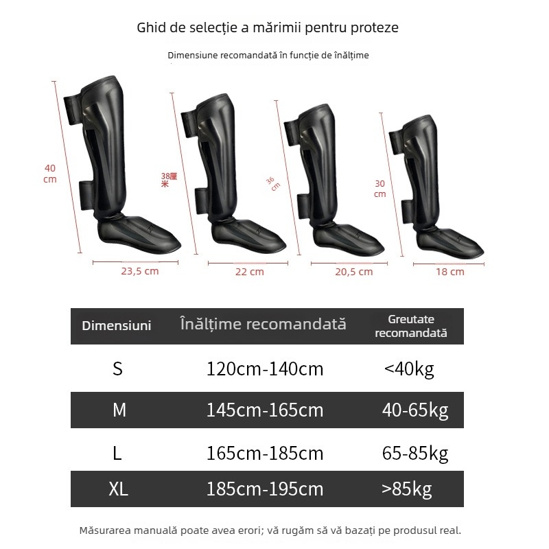 Protecții pentru gambă Muay Thai, Sanda și box cu pantofi atașați — PU, spumă înaltă, stil vertical, protecție profesională