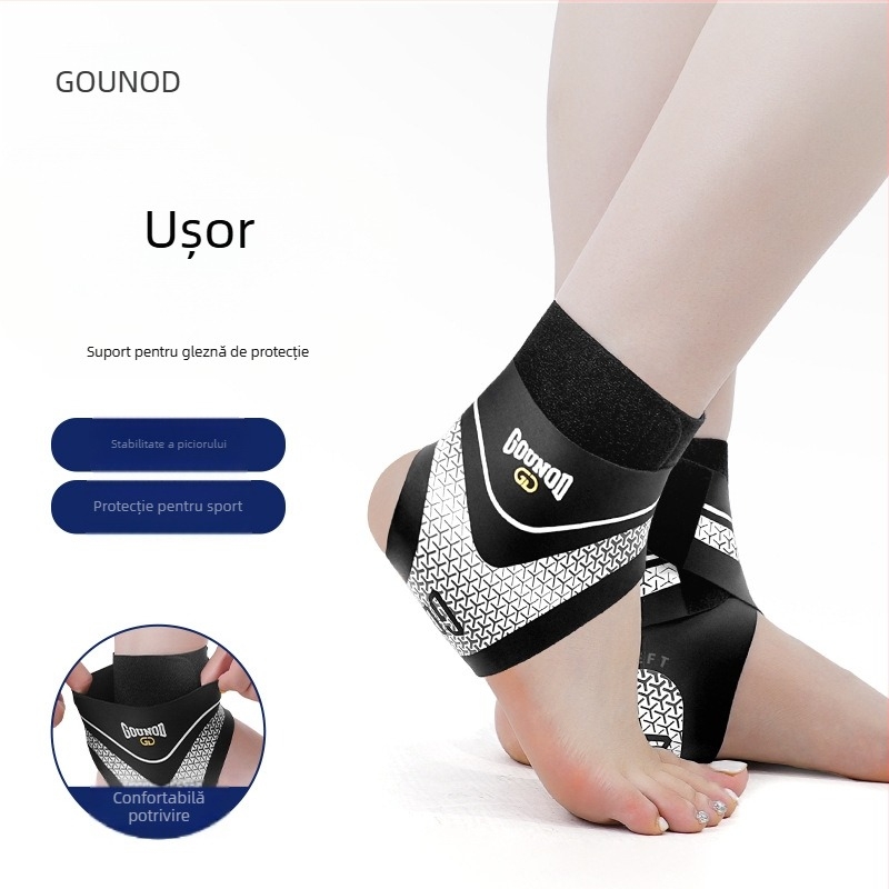 Gounod Suport pentru gleznă pentru sport – bandă de compresie Nylon-Spandex pentru baschet, alergare, ciclism și drumeții