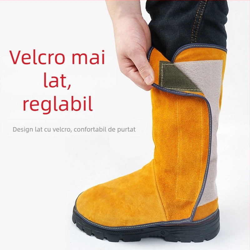 Protecție pentru picior pentru sudură din piele de vițel, cu protecție la stropi și scut termic, durabil