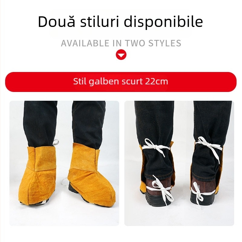 Protecție pentru picior pentru sudură din piele de vițel, cu protecție la stropi și scut termic, durabil