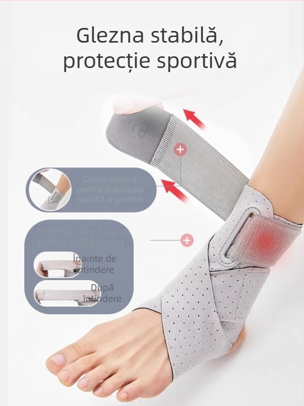 Protector de gleznă cu funcție anti-întindere, material SBR, pentru adulți, fotbal, curele ușoare ce respiră