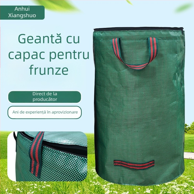 Sac de colectare pentru grădină cu capac, impermeabil, din plastic, capacitate 120–500 L, ecologic, pentru colectarea deșeurilor din grădină