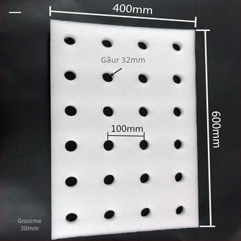 Placă hidroponică plutitoare pentru cultivarea legumelor în apă, cu găuri, material PE