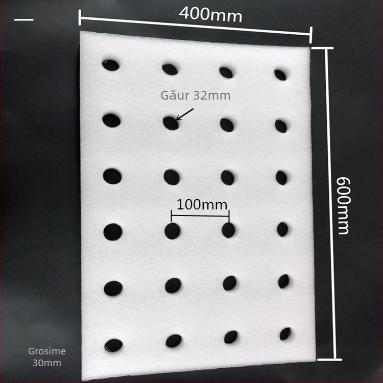 Placă hidroponică plutitoare pentru cultivarea legumelor în apă, cu găuri, material PE