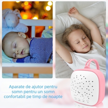 Ajutor de somn pentru bebeluși — dispozitiv portabil cu zgomot alb și muzică, fără afișaj, cu funcție muzică, încărcare, fără baterie încorporată