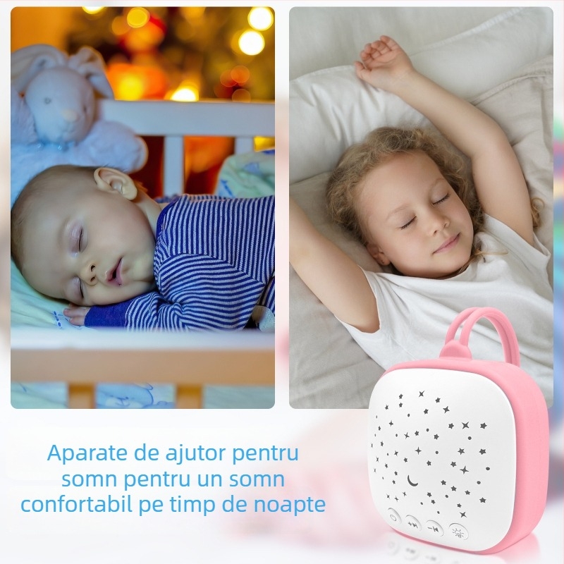 Ajutor de somn pentru bebeluși — dispozitiv portabil cu zgomot alb și muzică, fără afișaj, cu funcție muzică, încărcare, fără baterie încorporată