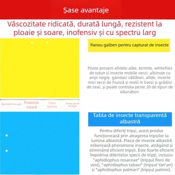 Placă lipicioasă pentru insecte, model C07, material PET, pentru controlul dăunătorilor în serele cu legume