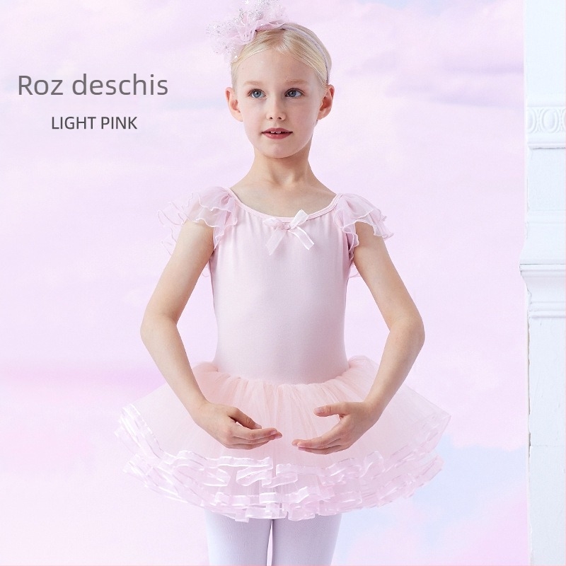 Rochie de balet pentru copii, vară, cu mâneci scurte, 93,2% bumbac, pentru vârsta 3–8 ani