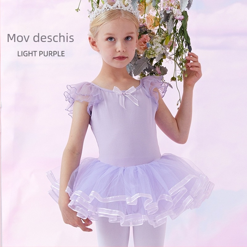 Rochie de balet pentru copii, vară, cu mâneci scurte, 93,2% bumbac, pentru vârsta 3–8 ani