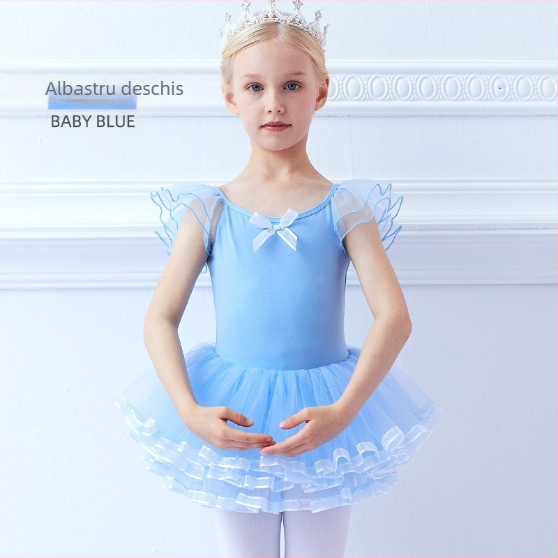 Rochie de balet pentru copii, vară, cu mâneci scurte, 93,2% bumbac, pentru vârsta 3–8 ani