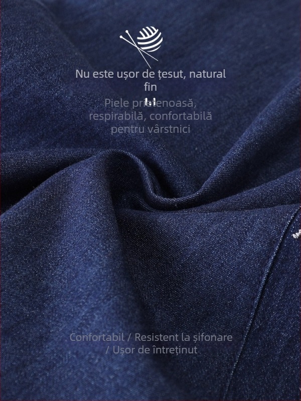 Pantaloni de toamnă pentru femei de vârstă mijlocie și vârstnice, croială lejeră, amestec din bumbac, elasticitate ușoară, lungime 9/10, broderie