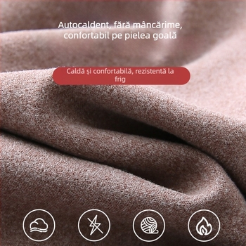 Top termic pentru femei cu pernă pentru sân, decolteu în V, mâneci lungi, material De Velvet acrilic, țesătură foarte groasă