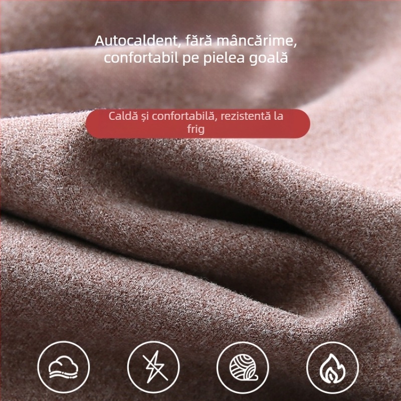 Top termic pentru femei cu pernă pentru sân, decolteu în V, mâneci lungi, material De Velvet acrilic, țesătură foarte groasă