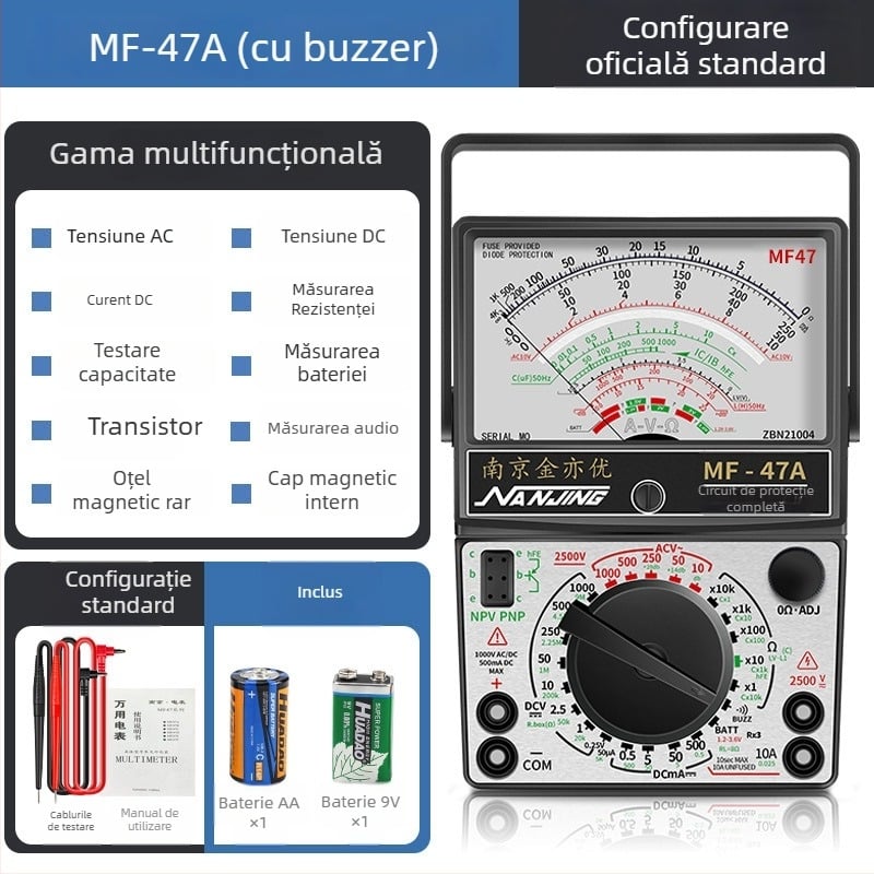 MF47A Multimetru mecanic analog — înaltă precizie, indicator cu ac, model MF47A