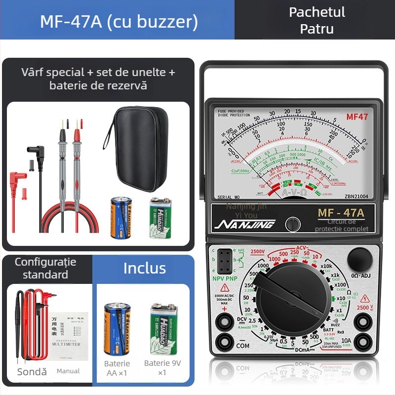 MF47A Multimetru mecanic analog — înaltă precizie, indicator cu ac, model MF47A